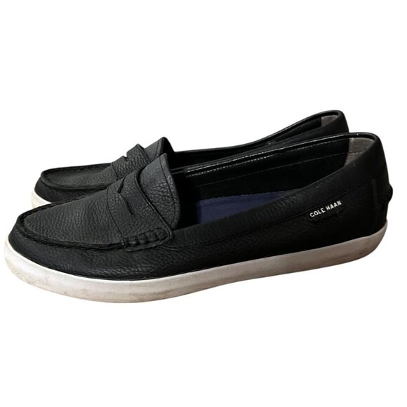 Cole Haan Black Leather Slip on Nautical Sailing Loafers Size 8.5 - Picture 5 of 7